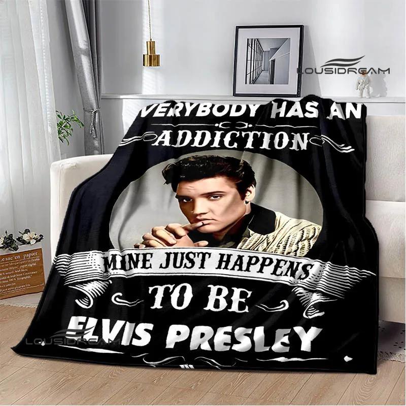 E-Elvis-Presley Retro print blanket blankets for beds Picnic blankets Flange blanket Soft and comfortable blanket birthday gift