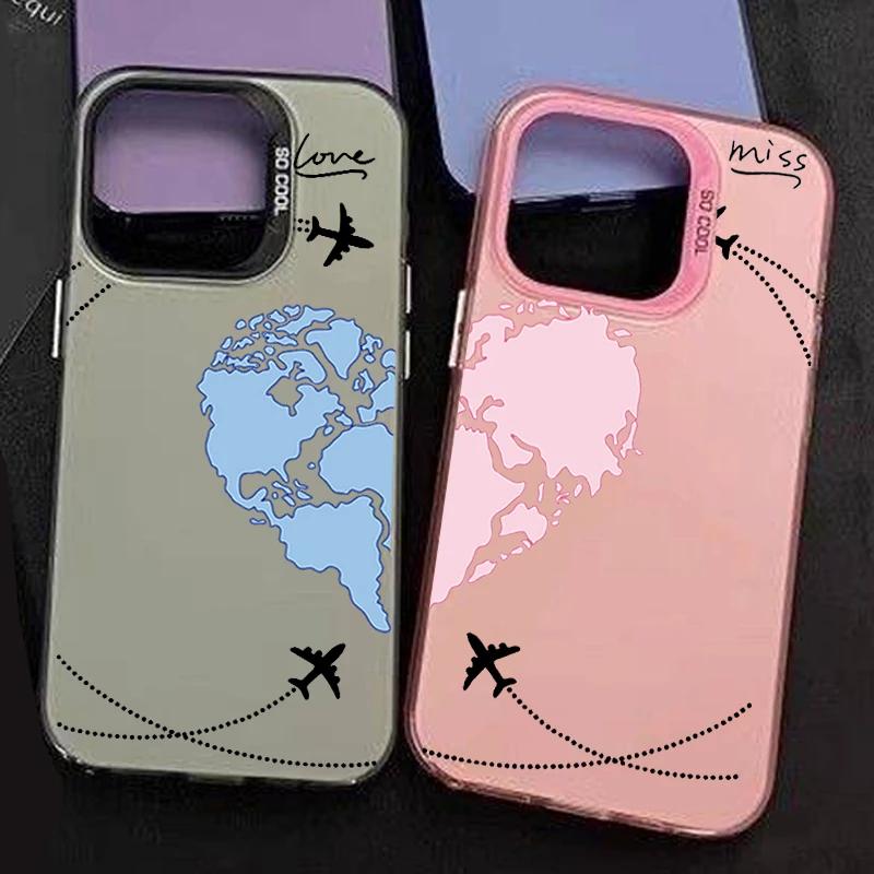 Чехол для телефона с изображением самолета и сердца для пары на IPhone 16 13 11 12 14 15 Pro Max Mini XS Max XR 14 Plus, противоударный чехол Fundas