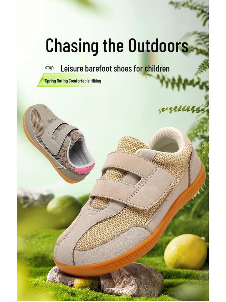 Детские осенние кроссовки на липучке для босоногих - Широкий носок, Дышащие, Удобные для бега и прыжков со скакалкой