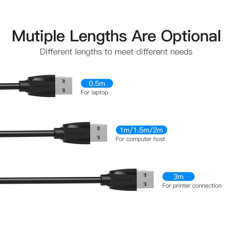 Vention USB Extension Cable USB 2.0 Extender Cord for Smart TV SSD Xbox One Laptop PC Fast Speed 1m 2M 3m 5m USB Cable Extension