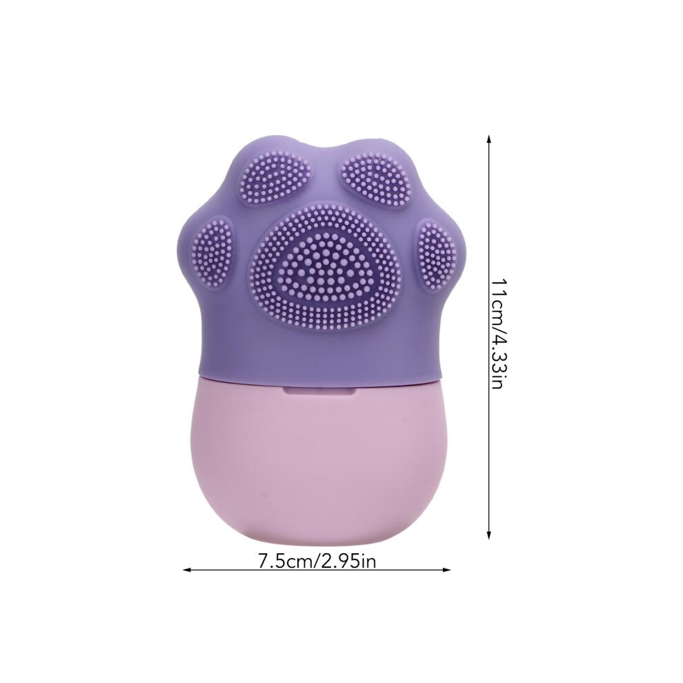Ice Face Roller Cold Ice Mold Holder Silicone Reusable for Face Beauty DIY Facial Care Purple Cat Claw with Comb