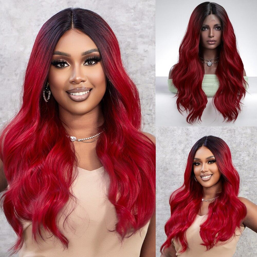 ALAN EATON Длинный вьющийся парик фронтальной части шнурка для чернокожих женщин Синтетические светлые парики с темными корнями Медово-каштановые волосы Парик с кружевной частью