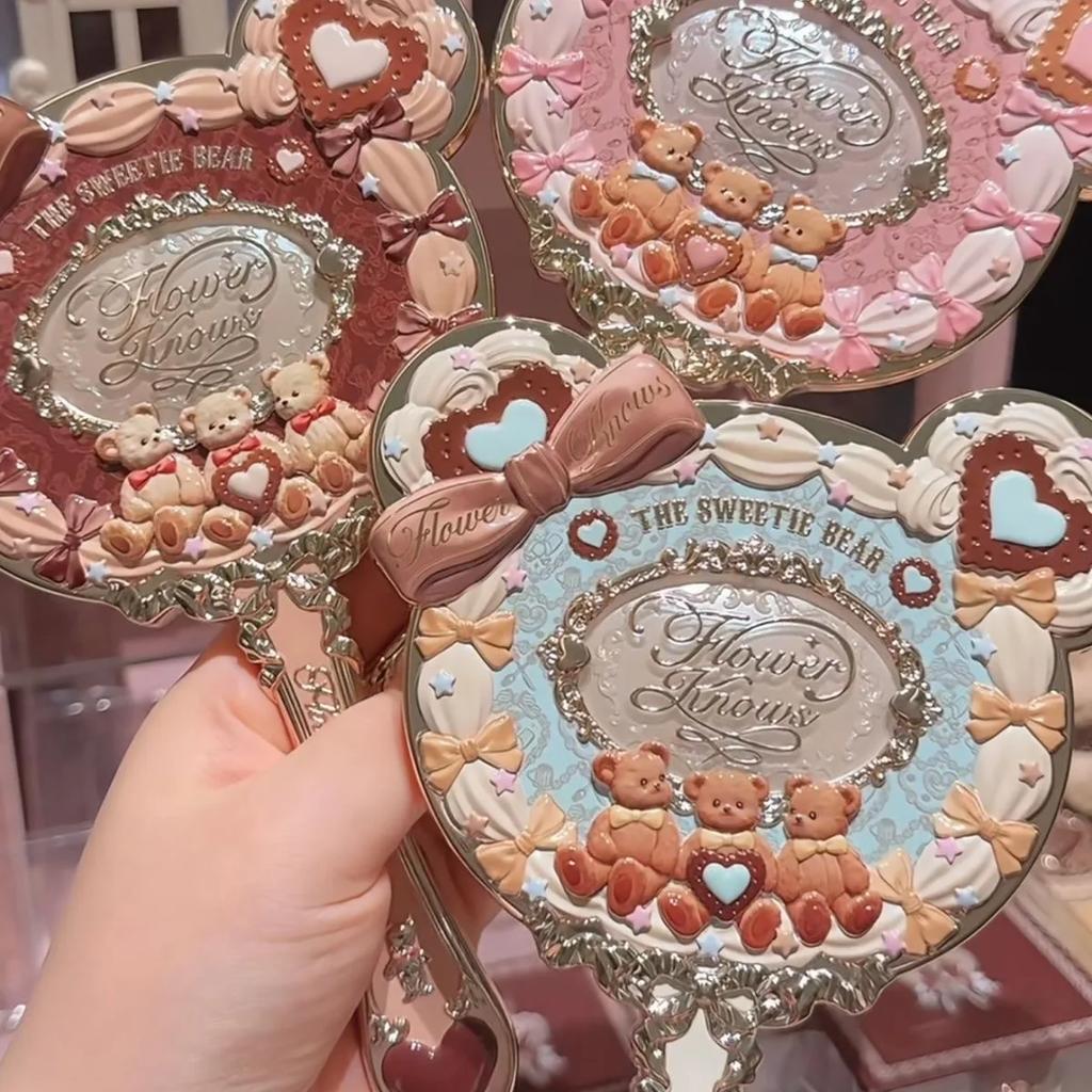 Flower Knows Коллекция Милый Мишка Зеркало в Руке 3 Типа Изысканное Рельефное Зеркало для Макияжа Милый HD Зеркало для Макияжа