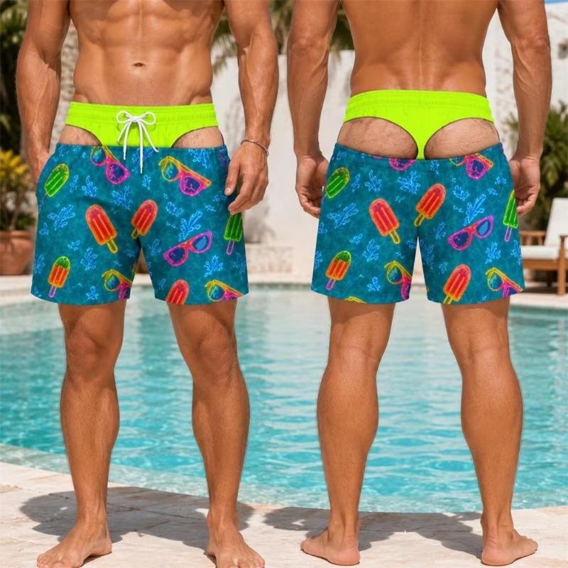 3D Print Funny Butt Prank Pattern Swim Trunks For Men Floral Hawaii Style Beach Shorts Summer Personality Boyfriend