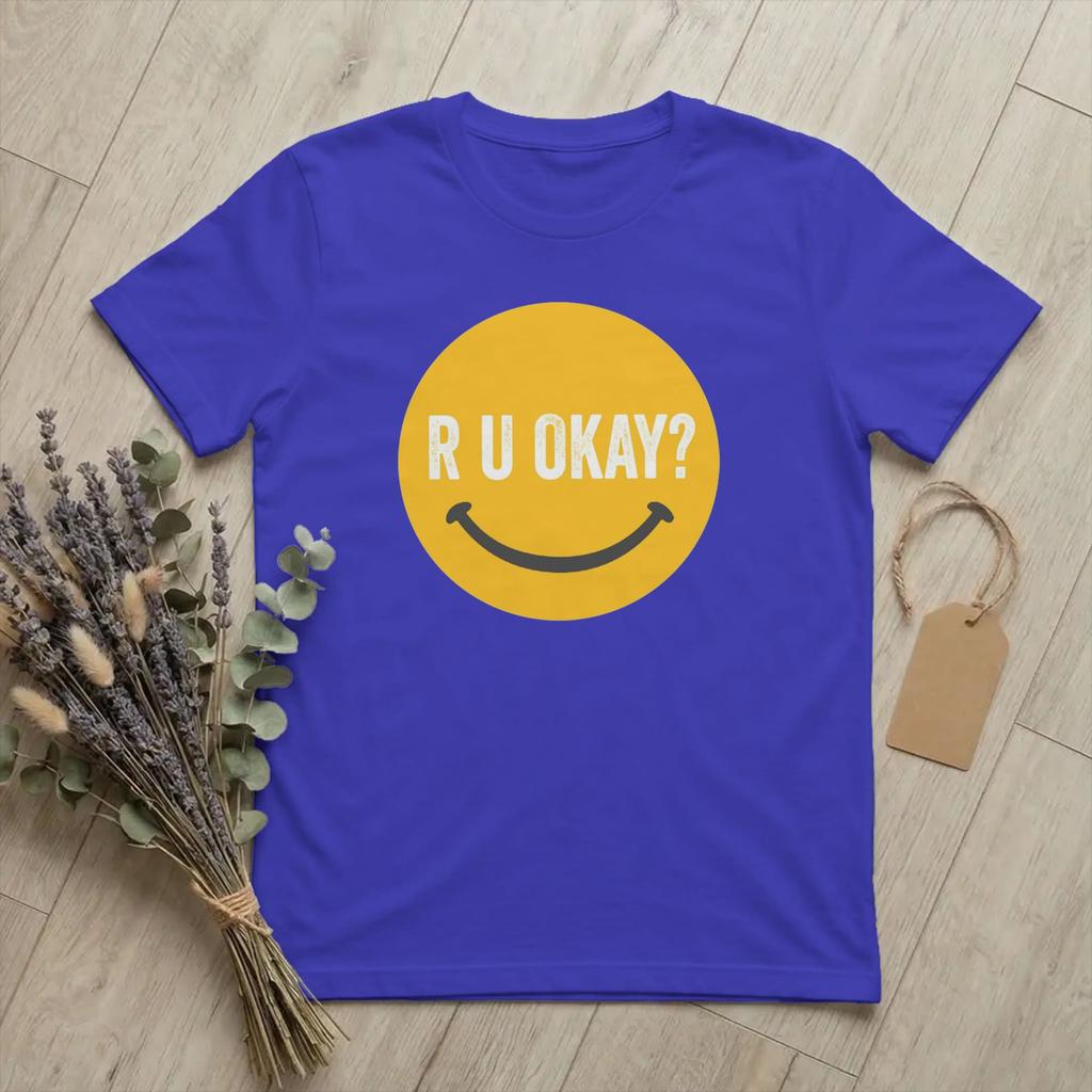 R U OK How Are You Friends T Shirts Unisexs Cotton Cool TShirt Round Collar Funny Message Tees Short Sleeve merchandise Summer