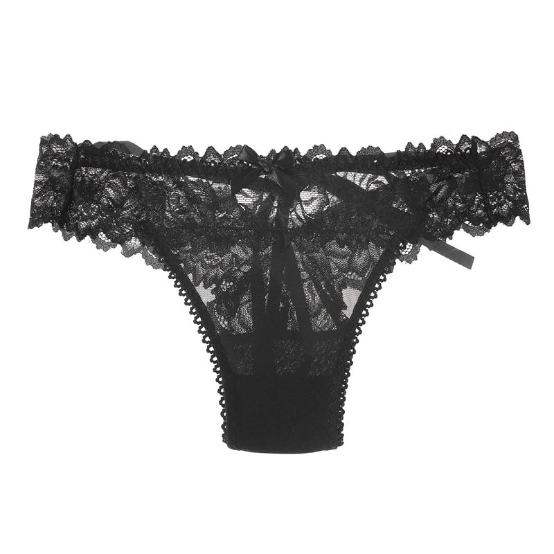 Women Sexy Lace Panties Low-waist Lace Up Bow Briefs Ladies G-string Underpants Mesh Temptation T-back Lingerie