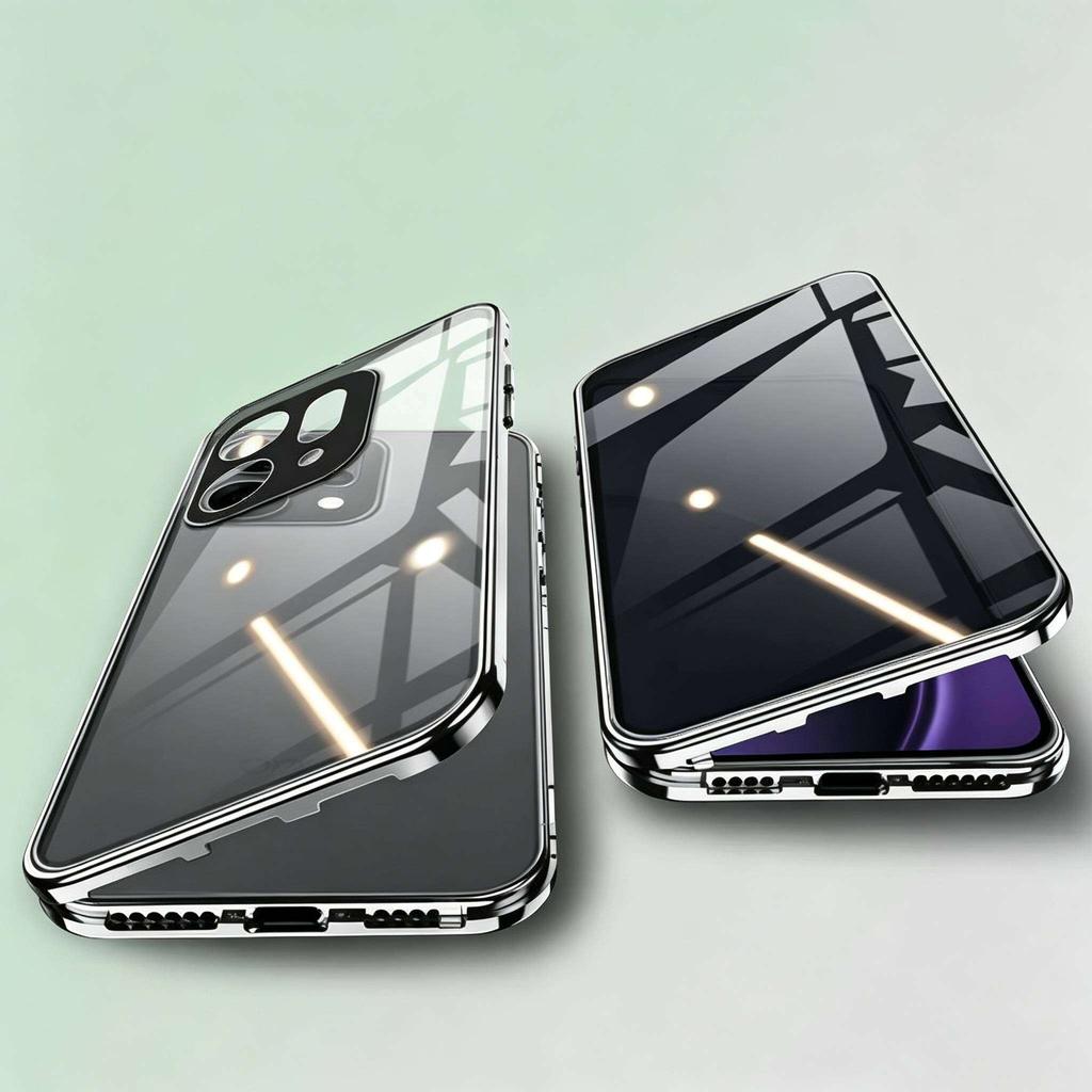 Anti Peeping Case for OPPO Reno13 Reno14 Pro, Double Sided Tempered Glass,Metal Frame with Lens Protector Phone Bumpers