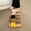 Casual Cool Slippers Open-toed New Retro Shoes 2025 Flat-bottomed Summer Outer Wear One-word Fashion Versatile Women