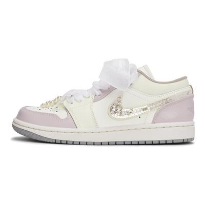 Air Jordan 1 Винтажные Баскетбольные Кроссовки Женские Низкие Бежевый/Белый/Розовый IH7323-100(Team80-S-BOX)