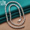 925 Sterling Silver Beaded Necklace 20 /24 Inch Chain For Woman Men Wedding Engagement Party Jewelry