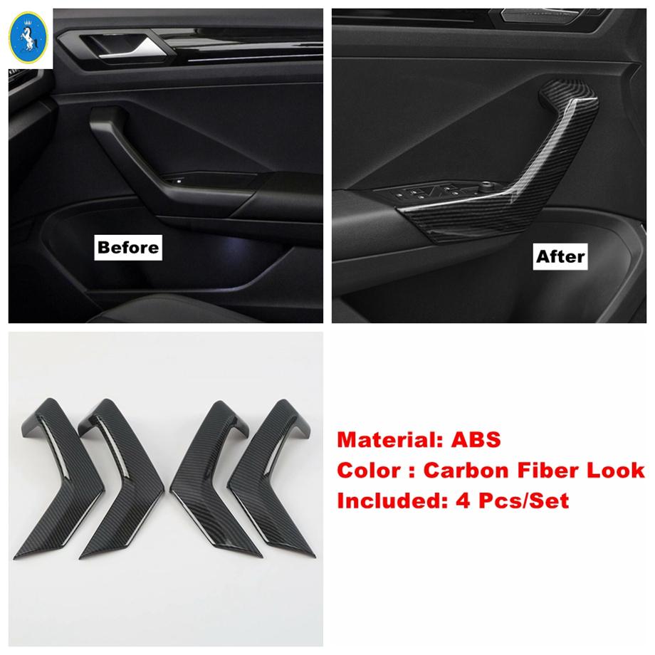 Car Accessories Window Lift Button / Water Cup / Pillar A Speaker Cover Trim For Volkswagen T-Roc T Roc 2018 - Carbon Fiber