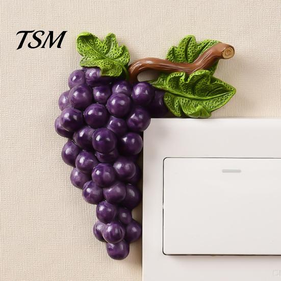 Children Room Wall Sticker Fruit Switch Stickers, Creative Kitchen 3D Cute Shape Decorative Socket Surround Decor, Resin Waterproof Decal