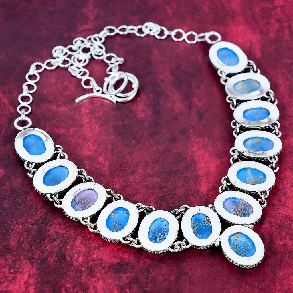 Ожерелье из синего морского осадка, ювелирные изделия из драгоценных камней, регулируемое ожерелье-цепочка из стерлингового серебра 925 пробы, подарок для женщин, ожерелье ручной работы