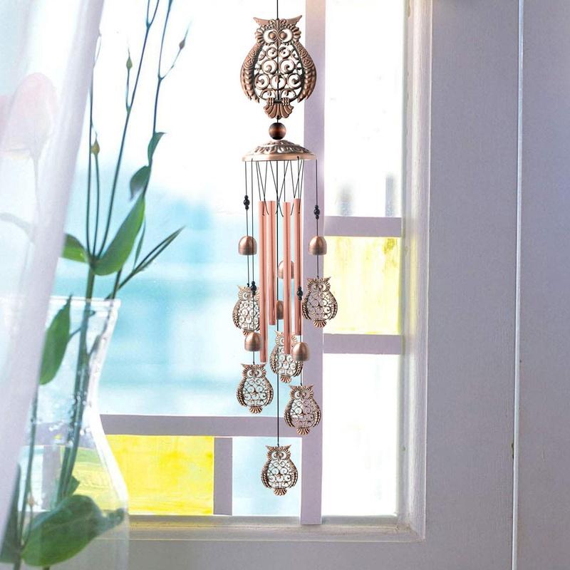 Metal Butterfly Tortoise Wrought Iron Wind Chime 4 Tubes Hanging Ornament Garden Home Wind Chimes & Hanging Decorations LS