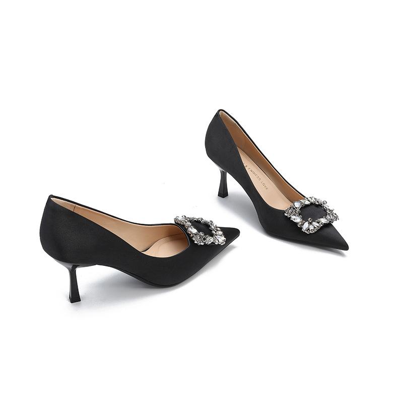 Черные женские туфли на высоком каблуке, профессиональные шпильки, новинка осени и зимы 2025 года, темпераментные замшевые туфли-лодочки с острым носком и каблуком-рюмочкой для работы