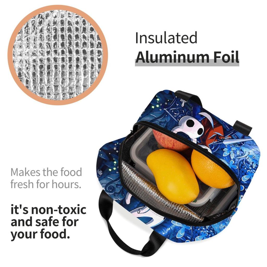 Hollow Knight Insulated Lunch Bag for Women Children Portable Food Boxes Thermal Lunch Box Tote