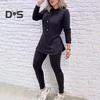 2 Pcs/Set Women Top Pants Set Hooded Long Sleeves Solid Color Slit Hem Sweatshirt Elastic Waist Slim Fit Trousers Sport Outfit Fall Spring Tracksuit