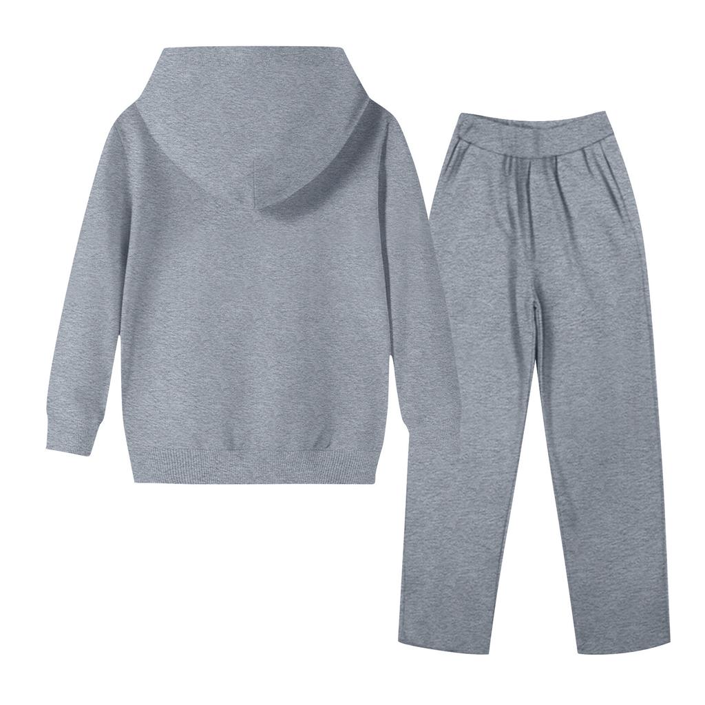 Kids' Plush Long Sleeve Long Pants Loose Pullover Bow Print Hoodie Set