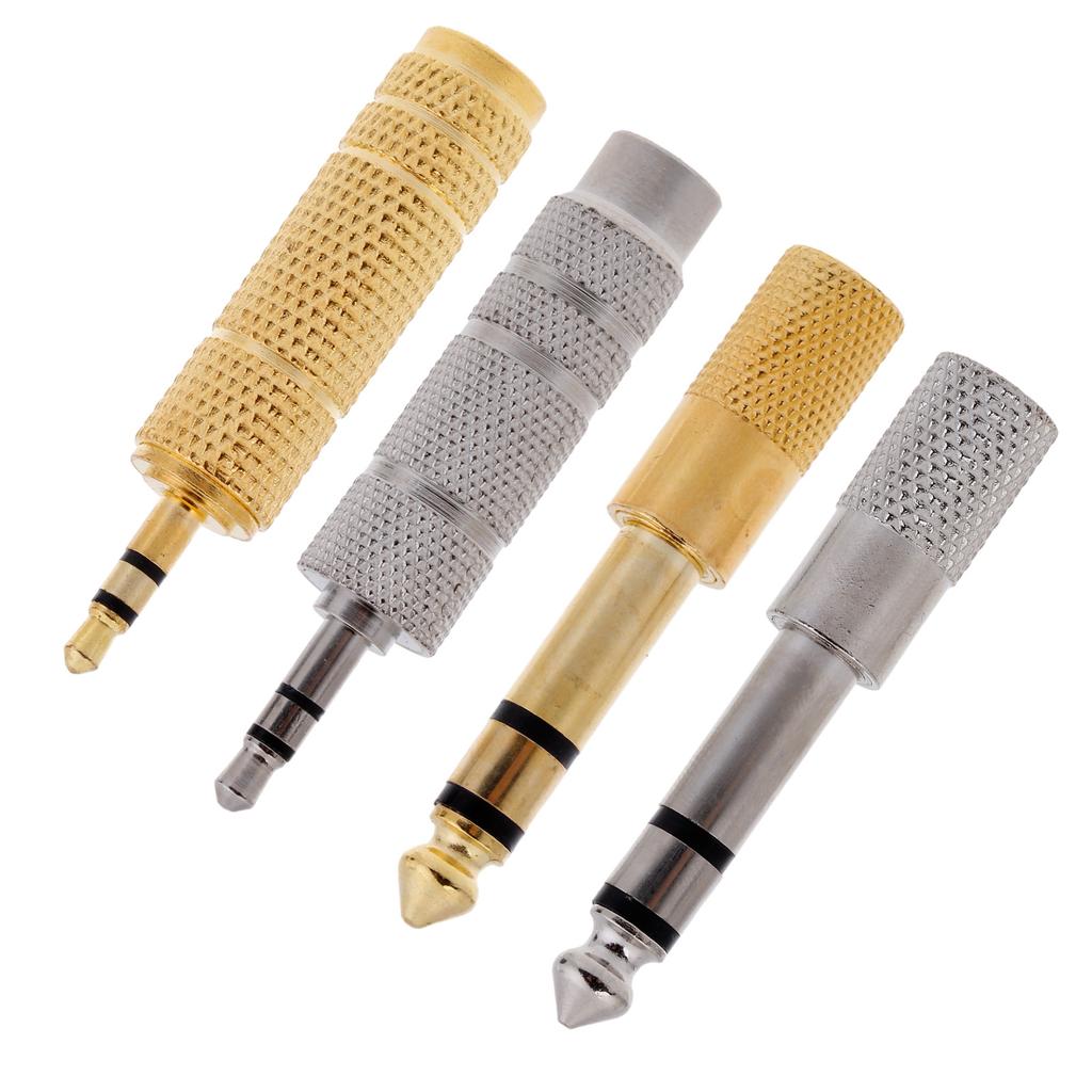 4 шт. Компактный переходник штекер 6,35 мм на штекер 3,5 мм, совместимый для электроинструментов, клавишных, устойчивый к коррозии и ржавчине