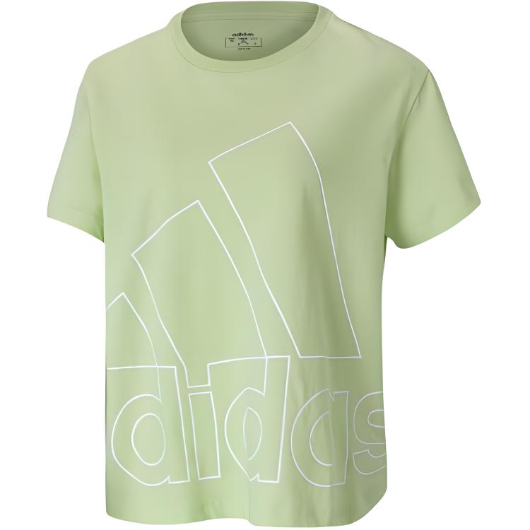 Adidas T Shirts Women's Green Crew Neck Moderate Straight Fit HR5265