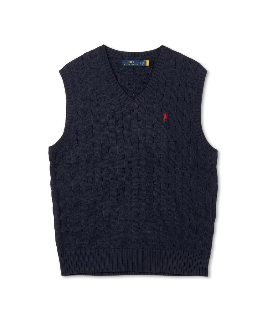 POLO RALPH LAUREN Cable Knit Cotton Sweater Vest - Navy
