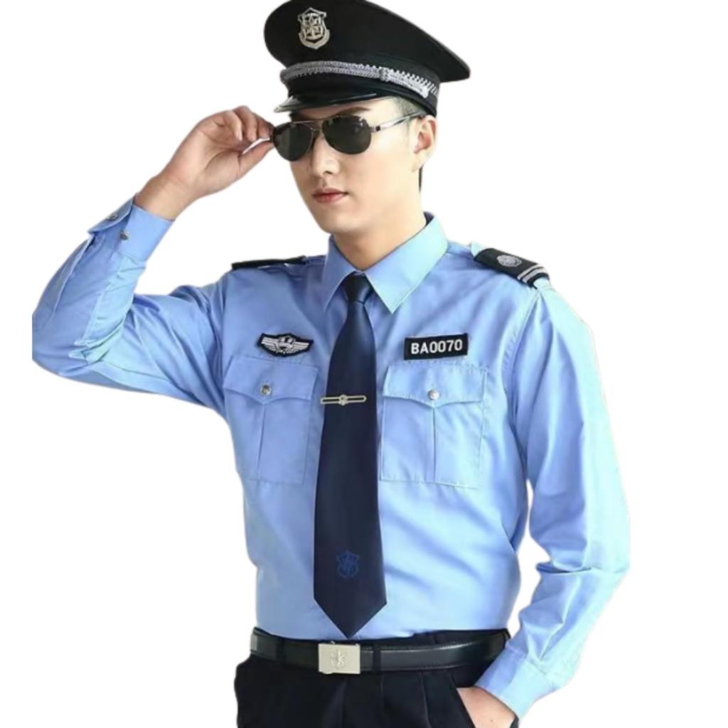 Uccellino Police Officer Shirt for Men, Halloween Costume (Long Sleeve, Size S)