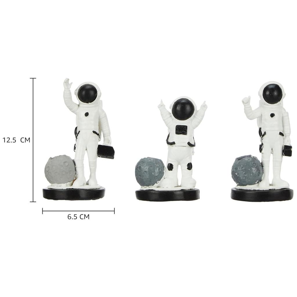 3 Pcs Astronaut Statues for Home Decor (Pack of 3, Black & White)