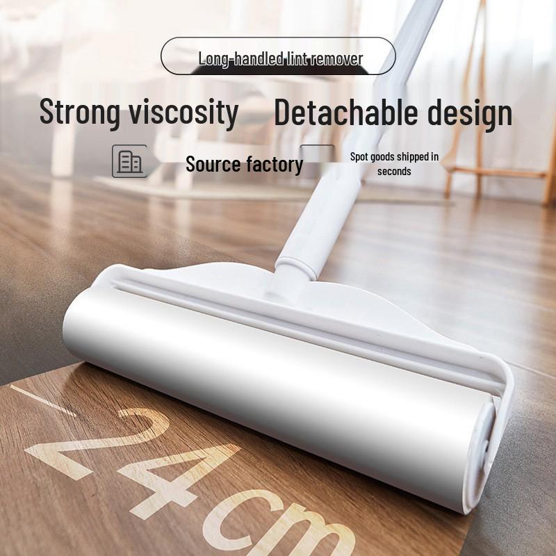 Long-Handled Lint Roller for Hair and Dust Removal on Beds and Floors