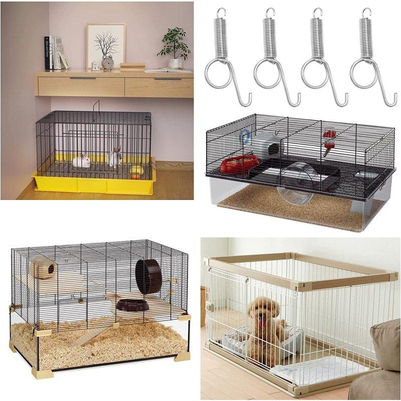 10 шт., пружинная защелка для клетки, многофункциональная дверная клетка, пружинный крючок, металлический крючок с пружинной защелкой для фиксации двери клетки для домашних животных