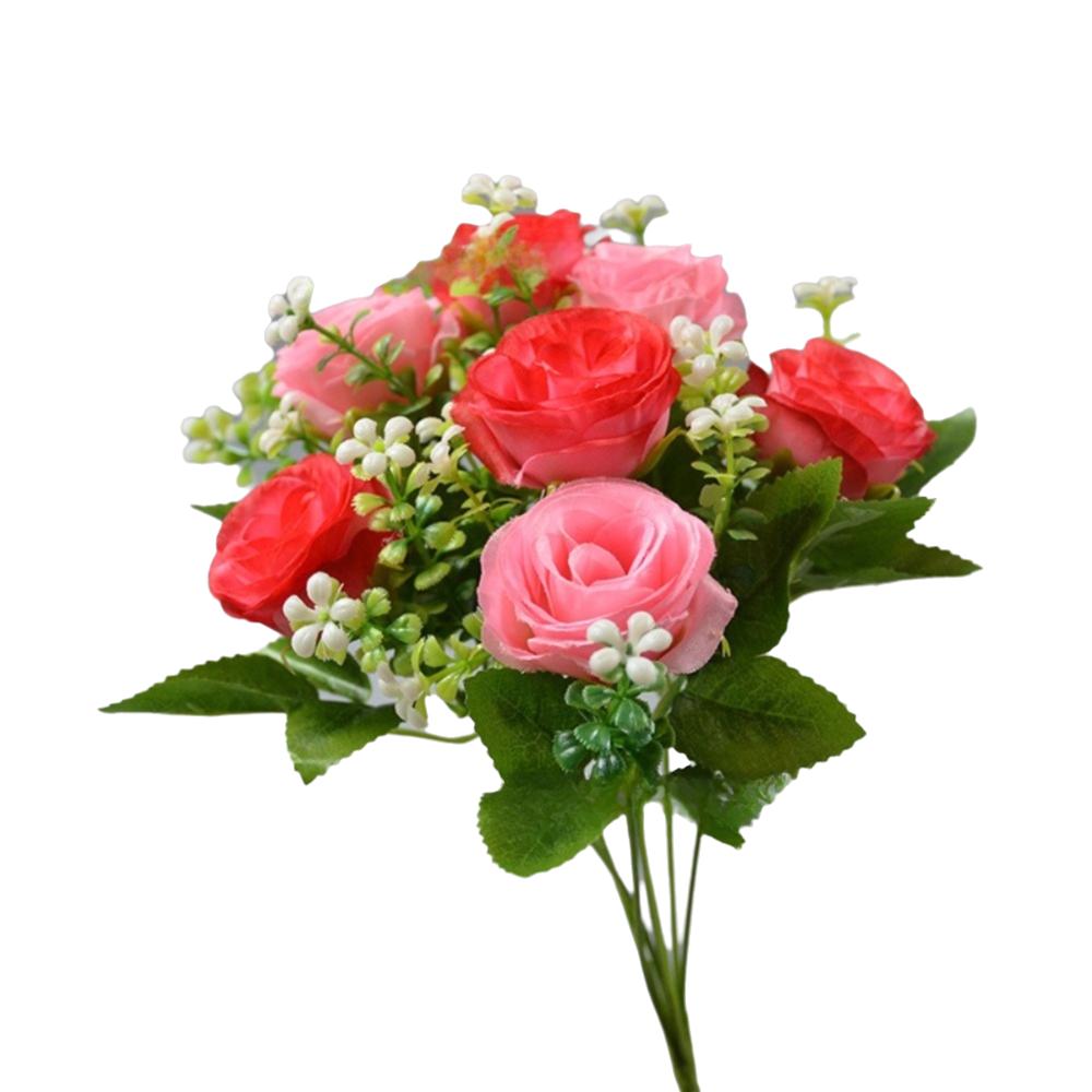 30CM Silk Rose Bouquet 7 Heads Fake Rose Flower Realistic Artificial Flowers Wedding Home Decor