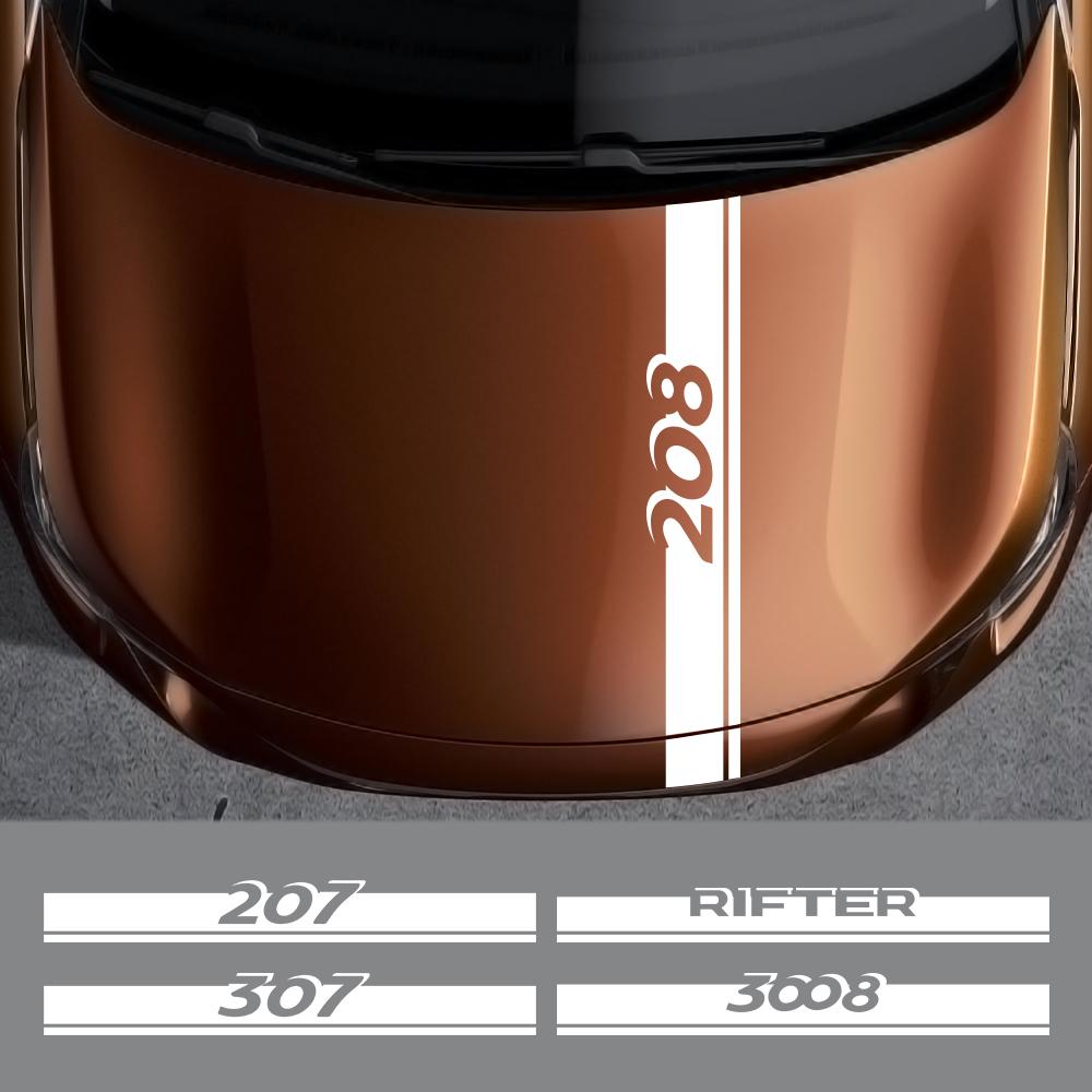 Для Peugeot 307 308 208 206 RCZ Rifter 207 407 3008 108 Автомобильные Наклейки на Капот Двигателя Декоративные ПВХ Наклейки на Внешний Вид Авто