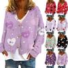 Women's Fashion Short Jacket Casual Long Sleeve Valentine's Day Printed Single Breasted Plush Top