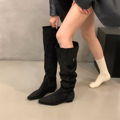 Каблук Остроносые Сапоги выше колена Сапоги-чулки Женские сапоги 2025 Осень/Зима Коричневые Сапоги-скинни Длинные сапоги