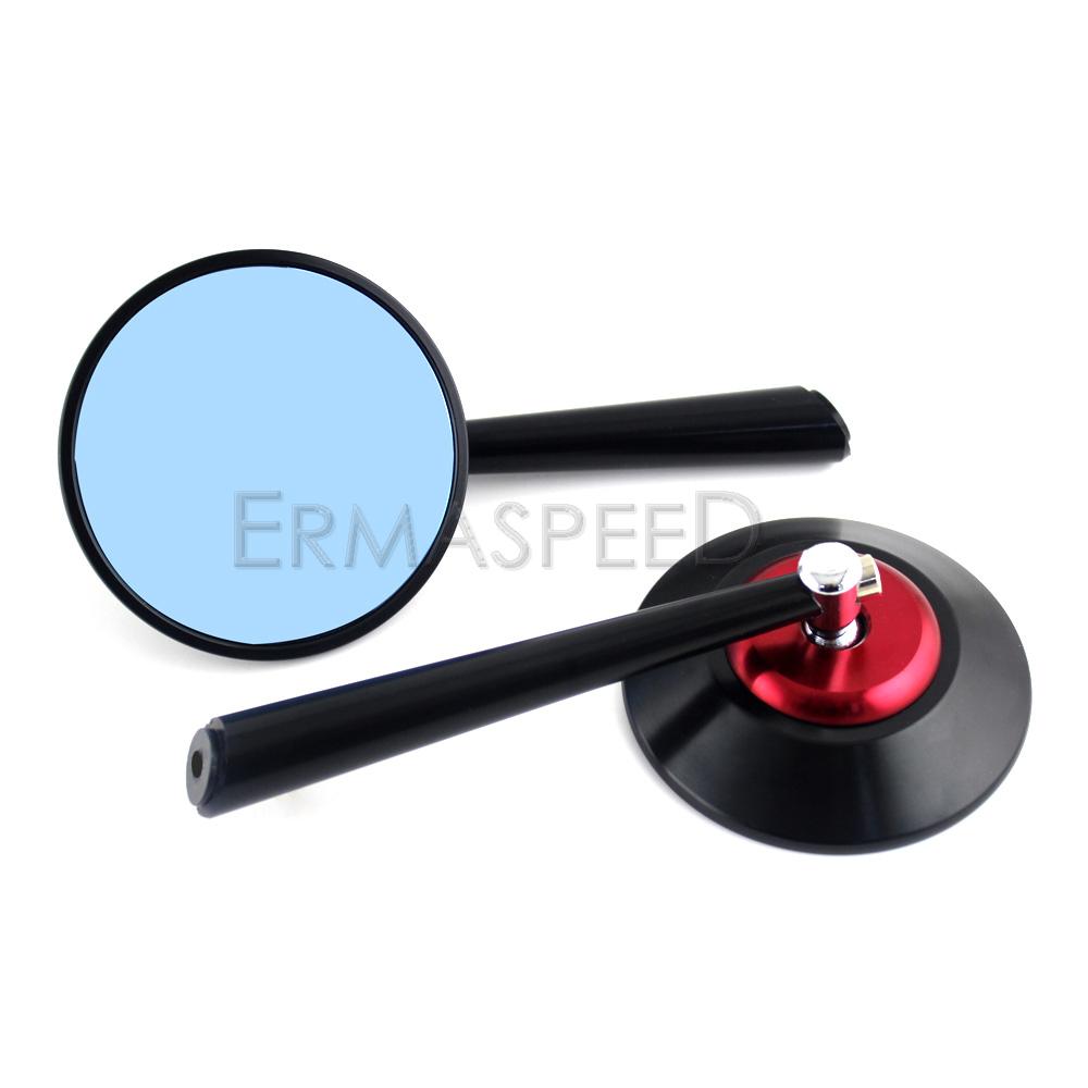 CNC Aluminum Motorcycle Rear View Mirrors Blue Lens Side Mirror Black Red Blue for Motorbike Scooter Moto Racing