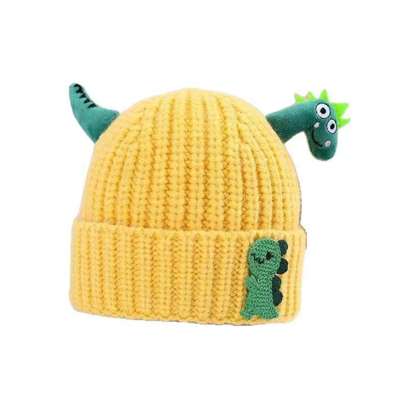 Adorable Dinosaur Knit Wool Hat for Kids - Warm Autumn/Winter Pullover