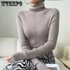 Women Knitted Sweater Solid Color Half High Collar Warm Pullover Jumper Casual Slim Tight Edge Sweaters