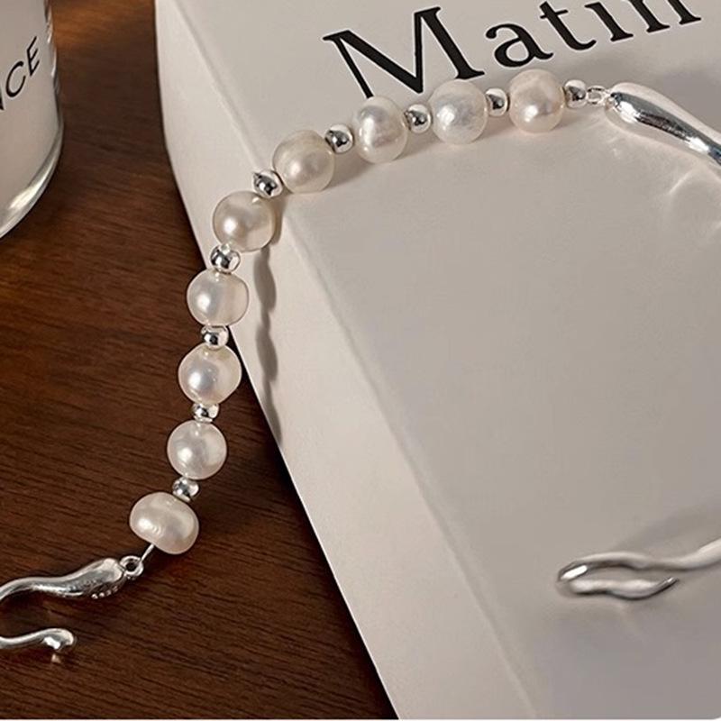 Элегантный браслет из стерлингового серебра с жемчугом - изысканный легкий роскошный подарок для подруг и модное украшение для рук