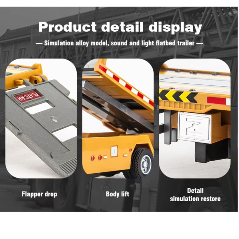 Имитация сплава грузовика модель 1/32 литой под давлением бортовой прицеп грузовик со звуком и светом съемная инженерная машина трактор игрушка мальчик детский подарок