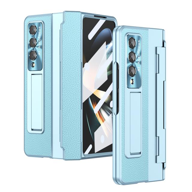 Для Samsung Z Fold4 Прочный чехол из стеклянной пленки для Samsung Galaxy Z Fold4 Fold 4 5g Zfold4 Противоскользящий кожаный чехол