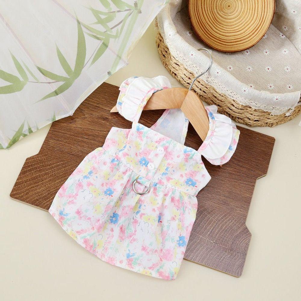 Reusable Pet Painted Flower Dress Soft Summer Dog Dress Lovely Dog Princess Dress  Spring