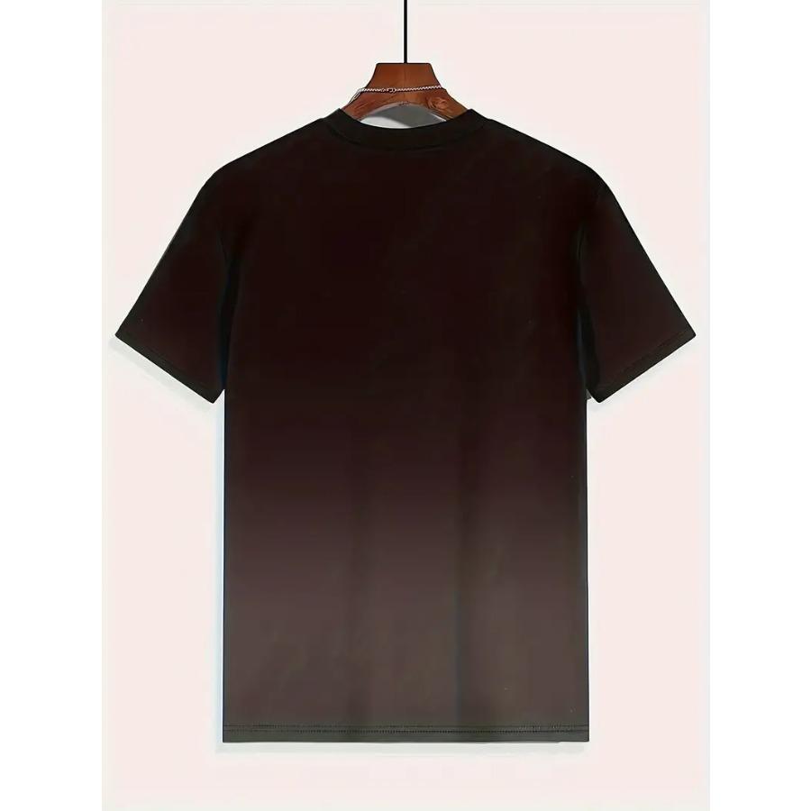 Летняя модная футболка с круглым вырезом и коротким рукавом - яркий графический принт Thunder, градиентный цвет, мягкая, повседневный топ для отдыха для мужчин