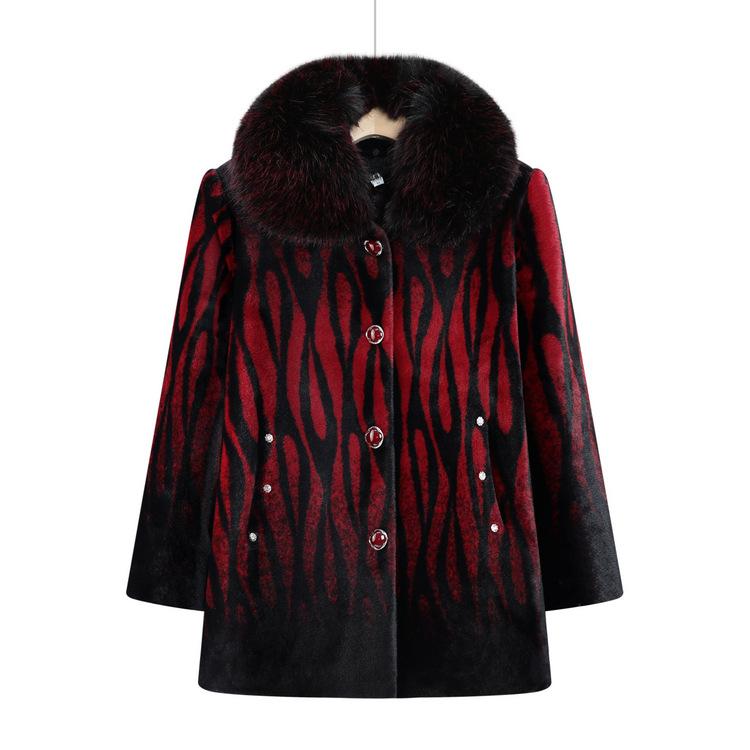 Пожилая бабушка Осень и Зима Норковая шуба Женское платье для матери Зимнее пальто Пожилые Новый стиль Свитер Одежда