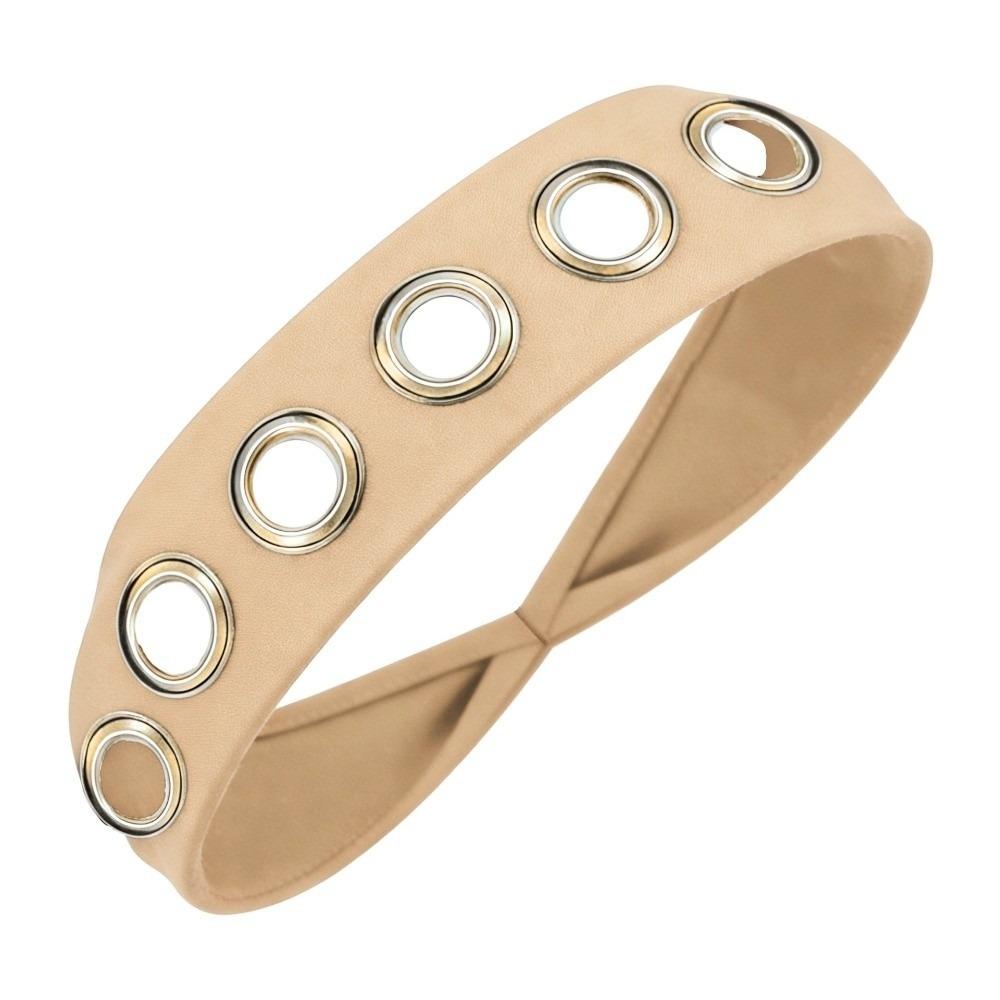 Solid Color Hollow Metal Headband Grommet Yoga Elastic Hair Band Women