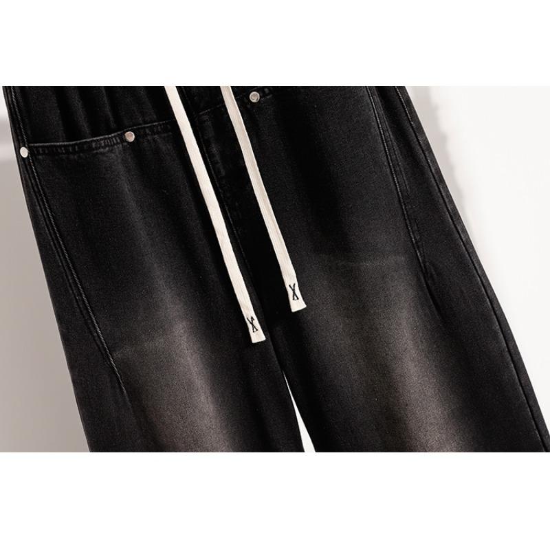 Dimanaf 2025 Осень Женские Джинсы Большого Размера Брюки Клеш Деним Женские Эластичные Базовые С Высокой Посадкой Оверсайз Модные Новые Брюки 5XL