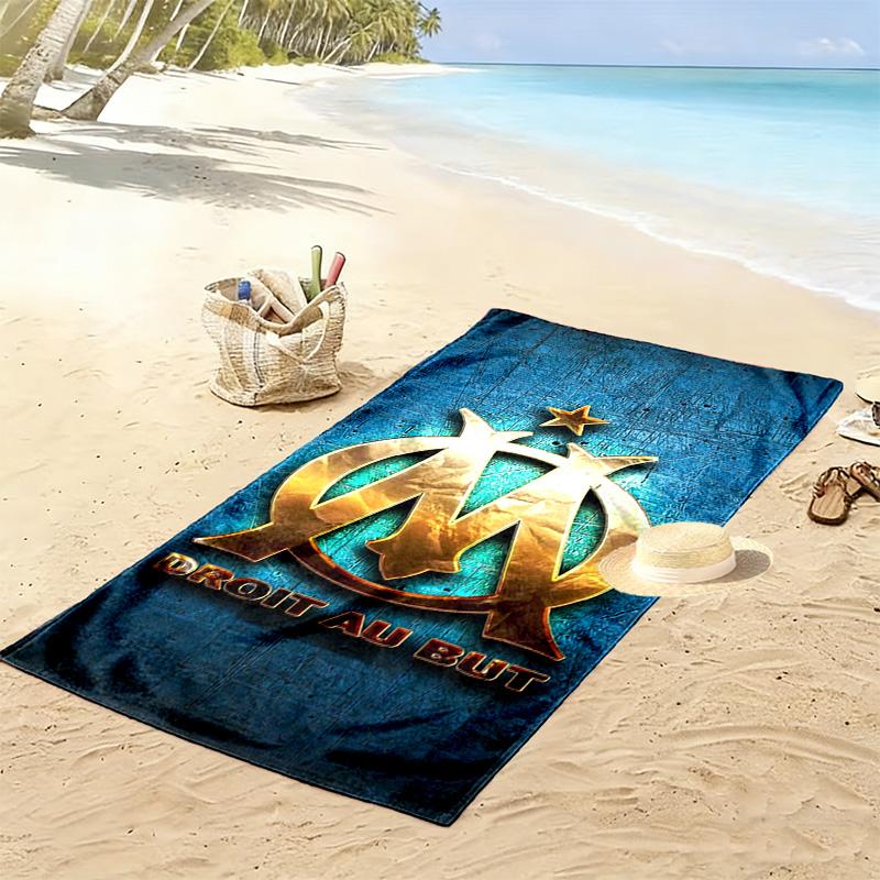 Olympique de Marseille Print Beach Towel, Large Soft Quick Dry Towel for Beach Camping Swimming