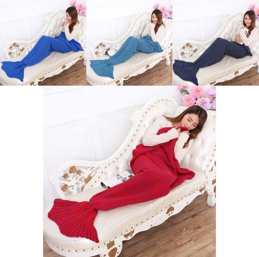 Плед-русалка из вязаного полотна для весенне-осеннего комфорта и тепла