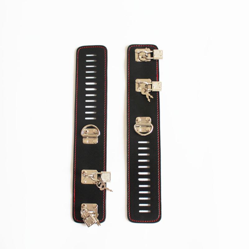 Запираемые наручники двойного назначения на запястье, наручники из искусственной кожи, манжеты на щиколотке с замком, БДСМ, бондаж, игра для флирта для взрослых, секс-игрушки, ролевая игра