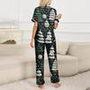 Women's Christmas Print Pajama Set Women's Short Sleeve Long Pants Two-piece Set Button-up Home Clothes