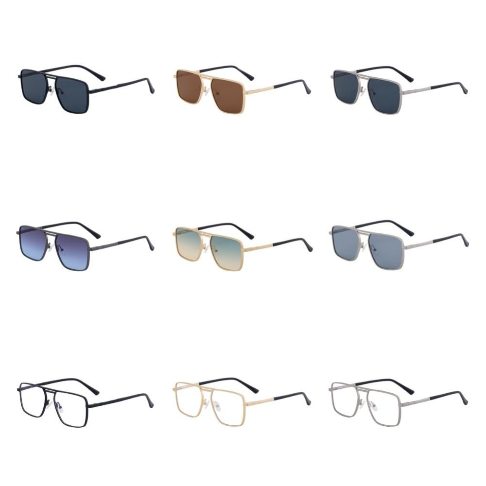 Punk Double Beam Sun Glasses Big Frame Men Eyewear Personalized Square Sunglasses Unisex