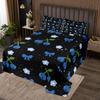Cartoon Blueberry Bedspread Summer Tropical Fruit Quilted Coverlet Watercolor Botanical Leaves Flower Bedding Set for Teen Adult